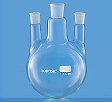 Flask, Round Bottom, Three Necks w/ Two Parallel Side Necks, 100 ml-4384A16