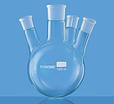 Flasks, Round Bottom, Four Necks w/ Three Angled Side Neck, 100 ml-4385A16