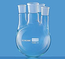 Flasks, Round Bottom, Four Necks w/ Three Parallel Side Necks, 100 ml-4386A16
