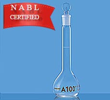 Flasks, Volumetric, w/  Stopper, Class A, NABL Certificate, 25 ml-2020009