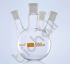 Four Neck- Parallel Round Bottom Flask, Class A, 500ml