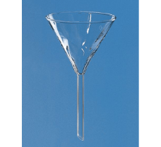 Funnel, short stem, Boro 3.3,  fluted, outer dia. 150 mm, stem dia. 16 mm, length 150 mm
