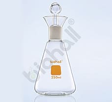 Iodine Flasks, Conical shaped with funnel and NS-Glass- Stopper, 1000ml