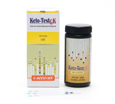 Keto-TestGK Tests Strips (100 Tests), Urine Glucose & Ketone Test Strips, Urinalysis
