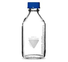 Laboratory Reagent Clear Bottle with pouring ring, 10000 ml, Blue PP Cap