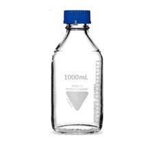 Laboratory ReagentClear Bottlewith pouring ring, 1000 ml, Blue PP Cap