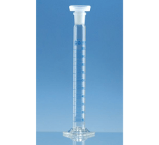 Mixing cylinder, BLAUBRAND, A, DE-M, 25 ml: 0,5 ml, Boro 3.3, NS14/23, PP stopper