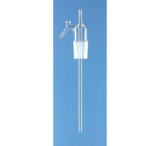 Pump head for glass reservoir bottle, for compact automatic burette, clear glass