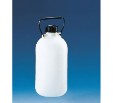 Storage bottle, PE-HD, narrow mouth, 5 l, with screw cap and carrying handle
