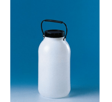 Storage bottle, PE-HD, wide neck, 5 l, with screw cap and carrying handle