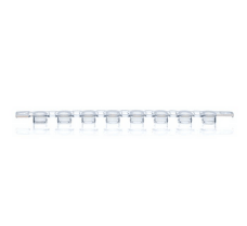 Strips of 8 caps, PP, BIO-CERT PCR QUALITY, transparent, for PCR tubes, flat