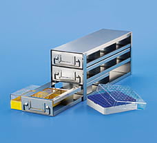 Upright Freezer Drawer Rack for 81 Cryo Box 1.8 ml, wxdxh mm: 140x420x180