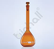 Volumetric Flask, Amber Coloured, Class A, ISO Batch Certified, 100 ml