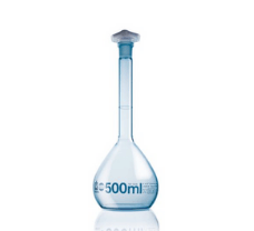 Volumetric flask PUR-coated, BLAUBRAND, A, DE-M, 200 ml, Boro 3.3, NS 14/23, PP stopper