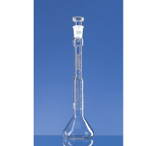 Volumetric flask, SILBERBRAND, hollow glass stopper, NS 19/26, 100 ml, Boro 3.3