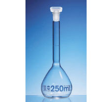 Volumetric flask, USP, BLAUBRAND, A, DE-M, 100 ml, Boro 3.3, W, NS 14/23, PP stopper