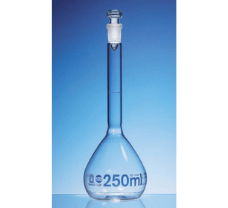Volumetric flask, BLAUBRAND, A, DE-M, 200 ml, Boro 3.3, NS 14/23, PP stoppernumber.